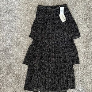 NWT Bohme black and white tiered midi skirt size small